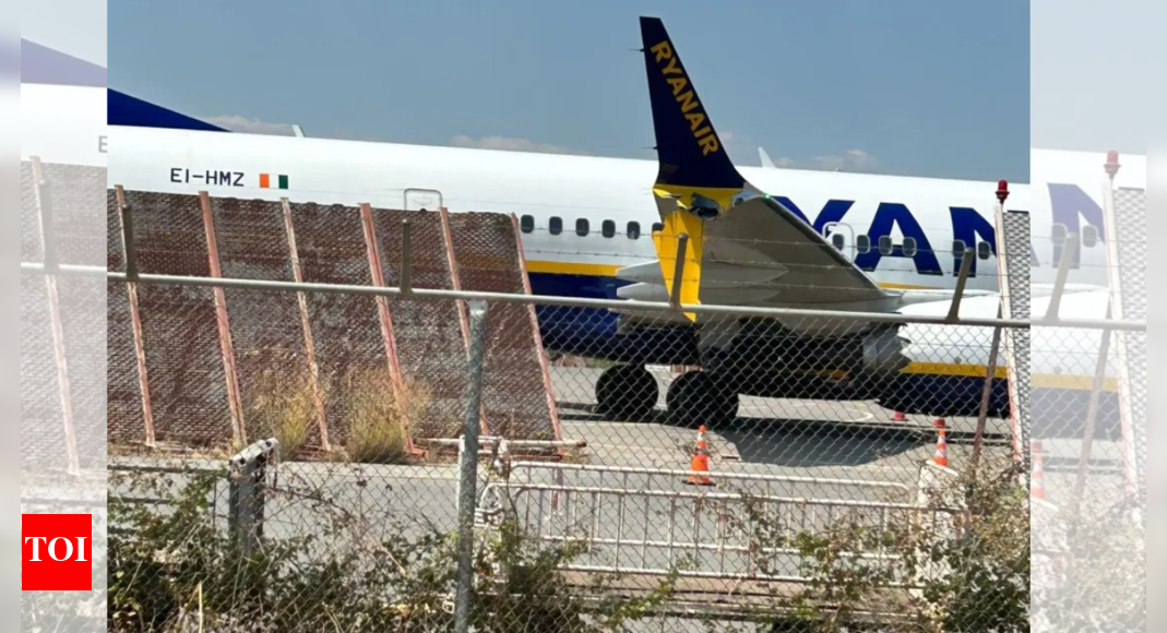 Close call in Greece: Ryanair’s Boeing 737 crashes into runway barrier; wing damaged in impact