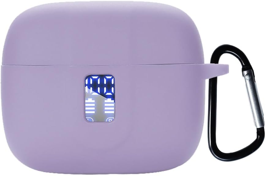 Silicon Case Cover Compatible with TAGRY X08 and ZIUTY A1 Wireless Earbuds, Protective Case with Keychain, with Window for LED Display, Purple