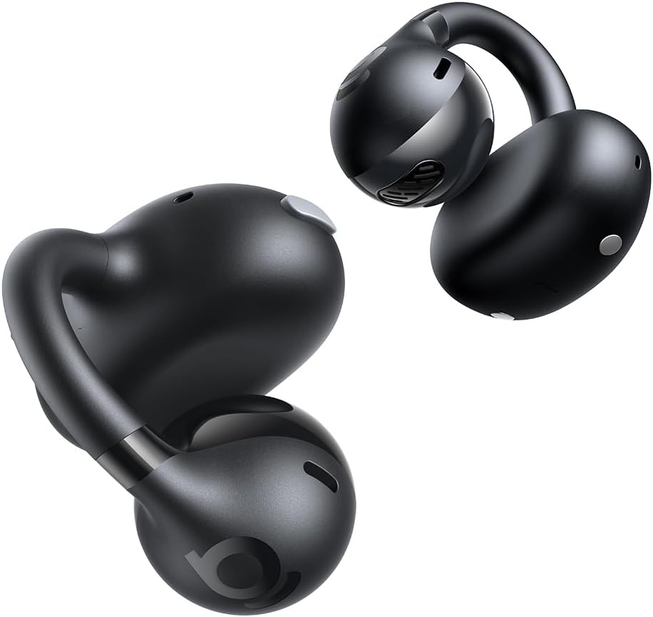 Baseus Bass BC1 Open Ear Earbuds Clip-On Headphones, Open-Ring Comfort with Tri-Curve Snug Clip, Powerful Sound with SuperBass, 4-Mic Clear Calls, IP55 Waterproof, 38H Playtime, Lightweight