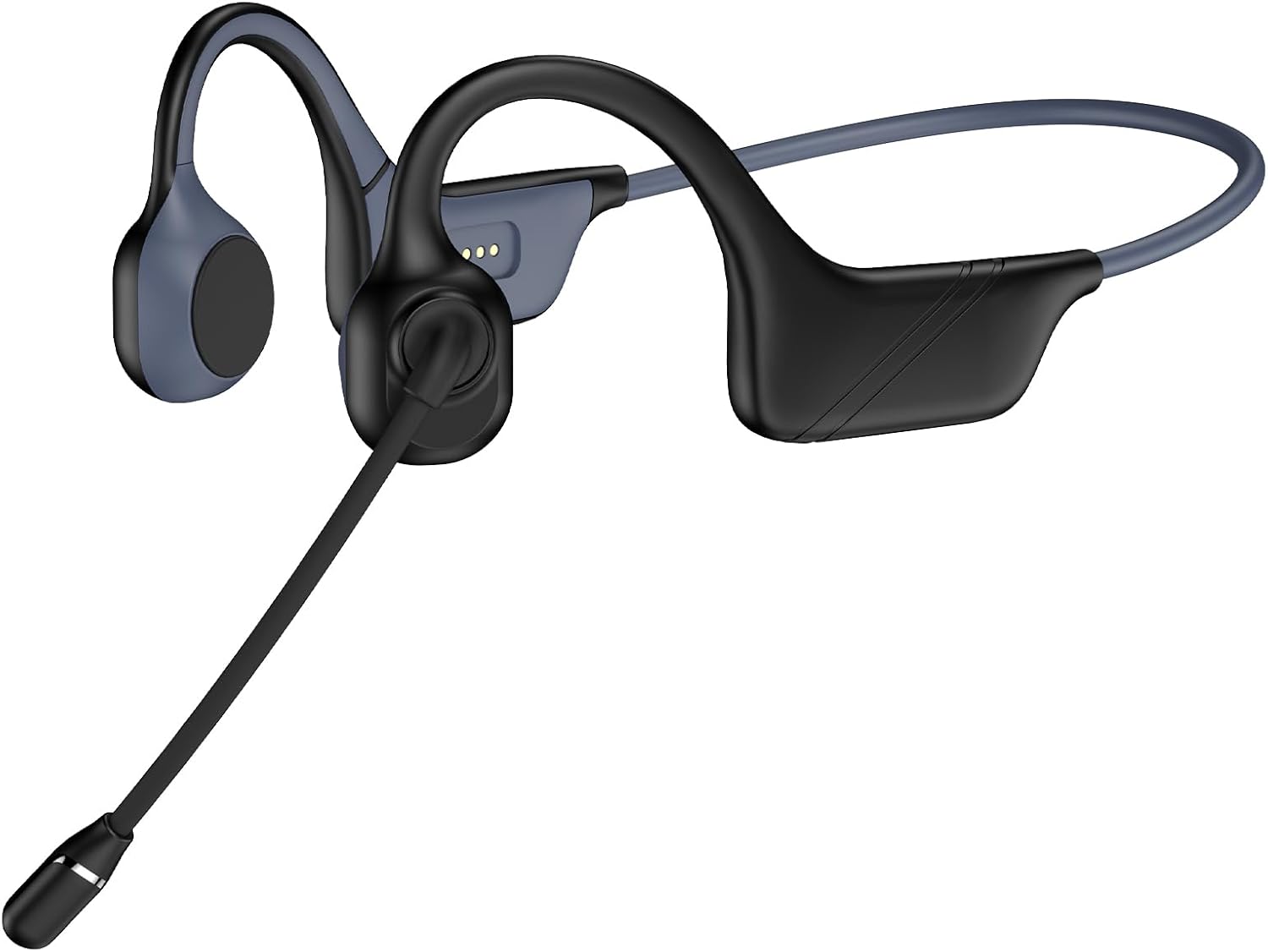 Bone Conduction Headphones with Mic, Open-Ear Headphones with Noise-Canceling Rotated Boom Microphone/Earphones Bluetooth 5.3/Mute Function, Wireless Headset for Meeting, Running, Driving(Black)