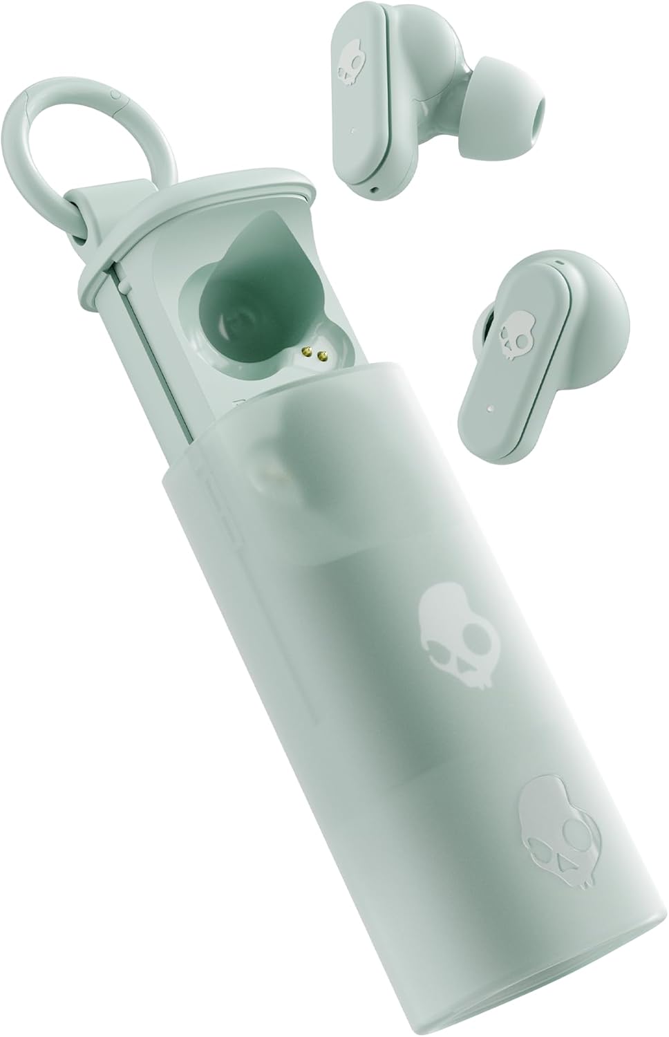 Skullcandy Dime Evo Wireless Earbuds, Bluetooth Headphones, Noise Isolating Fit, Up to 36 Hours Battery, Microphone for iPhone Android, Easy Carry with Clip-Anywhere Case – Preppy Sage
