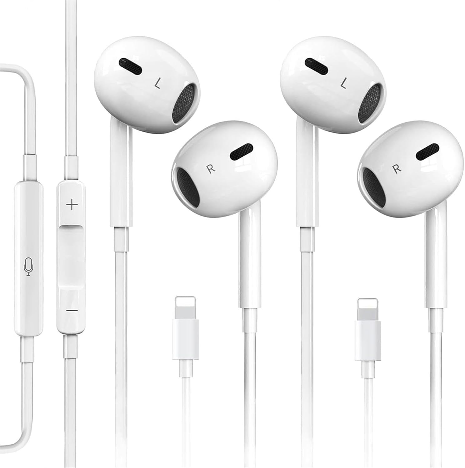 2 Pack for iPhone Headphones Wired Earbuds Earphones Built-in Microphone & Volume Control Nosie Reduction Headsets Compatible with iPhone 14/Pro/Max/Plus/13/12/11/XR/XS/X/8/7/SE, Support All iOS Syste