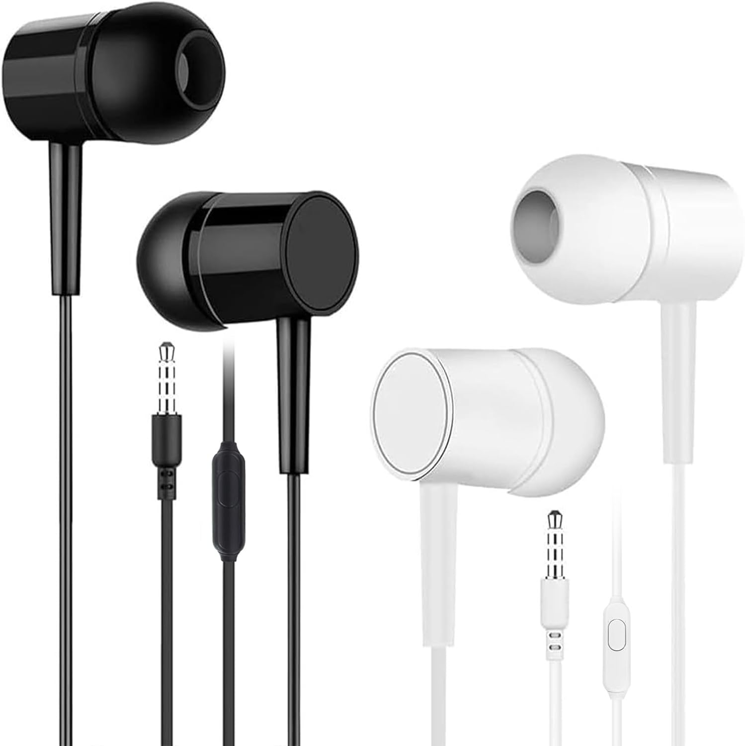 Wired Earbuds 2 Pack Headphones with Microphone, 3.5 Jack Corded Earphone in-Ear Headphone, Heavy Bass &Noise Isolation, with Microphone Volume Control, for Smartphones & Laptops, Black & White Wired Earbuds 2 Pack Headphones with Microphone, 3.5 Jack Corded Earphone in-Ear Headphone, Heavy Bass &Noise Isolation, with Microphone Volume Control, for Smartphones & Laptops, Black & White