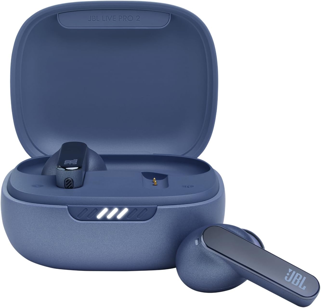 JBL Live Pro 2 – True Wireless Noise Cancelling Earbuds, up to 40 Hours of Playback with Wireless Charging, 6 mics for Perfect Calls, Touch & Voice Control, IPX5 Water Resistant (Blue)