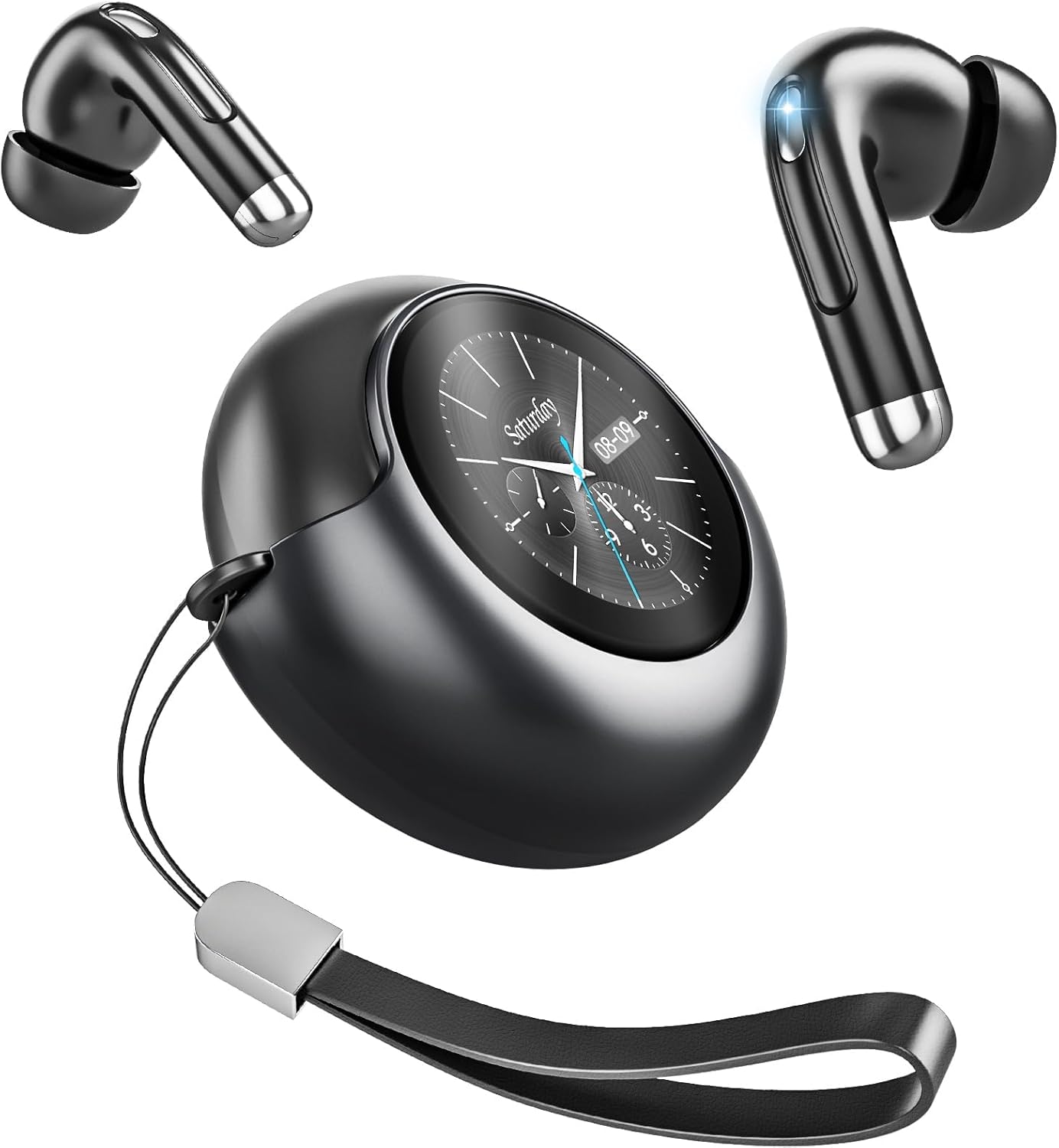 Wireless Headphones, Bluetooth 5.4 Stereo Sound Earbuds with LED Display, IPX5 Waterproof in Ear Buds with Noise Cancelling Mic for Working, Studying – Gray