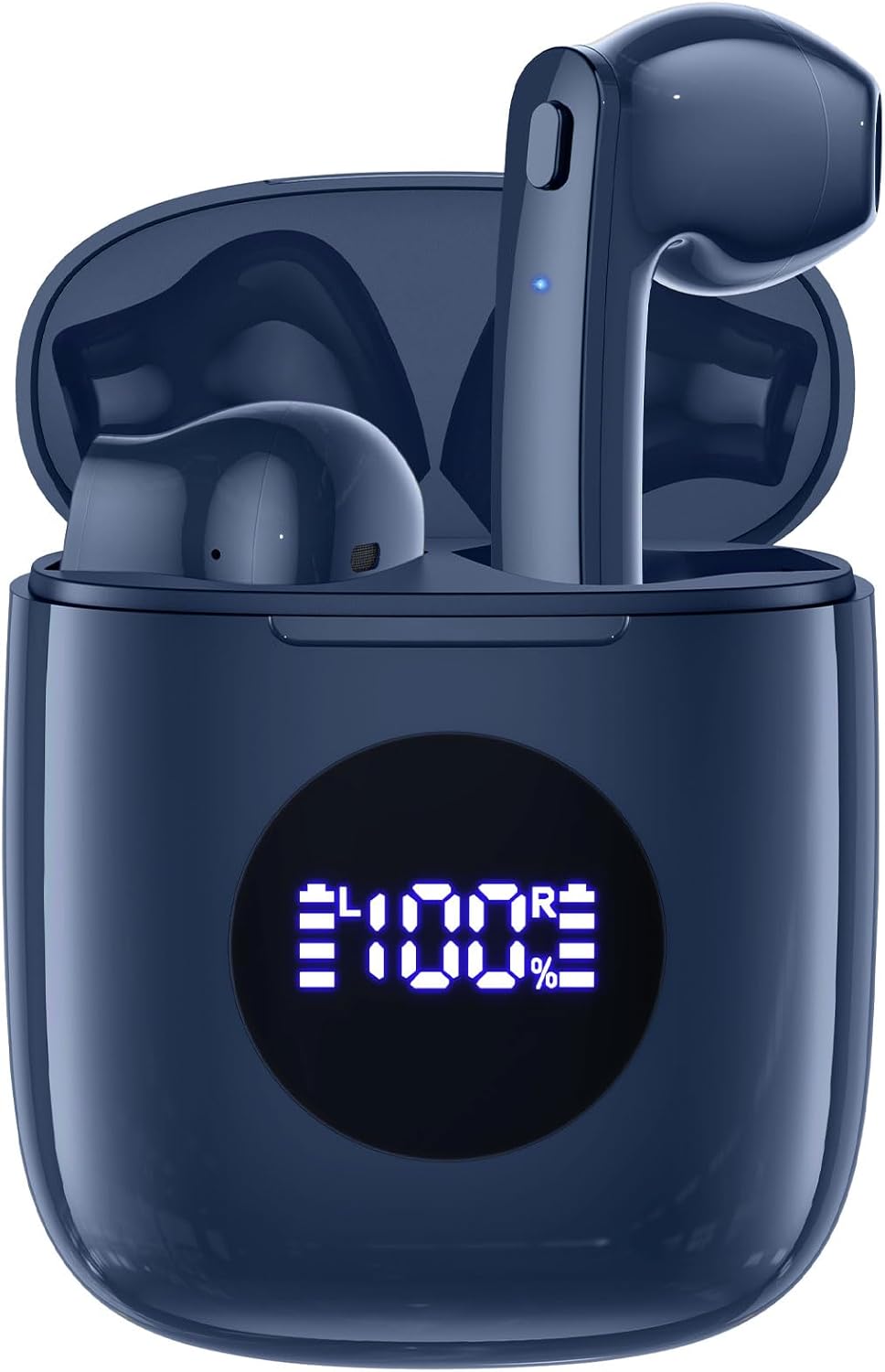 CAPOXO Wireless Earbuds, Bluetooth Earbuds Headphones Bass Stereo, IPX7 Waterproof Ear Buds with Mic LED Display, in Ear Earphones, 78H Playtime for Smartphone Laptop Pad Sports Workout,Dark Blue