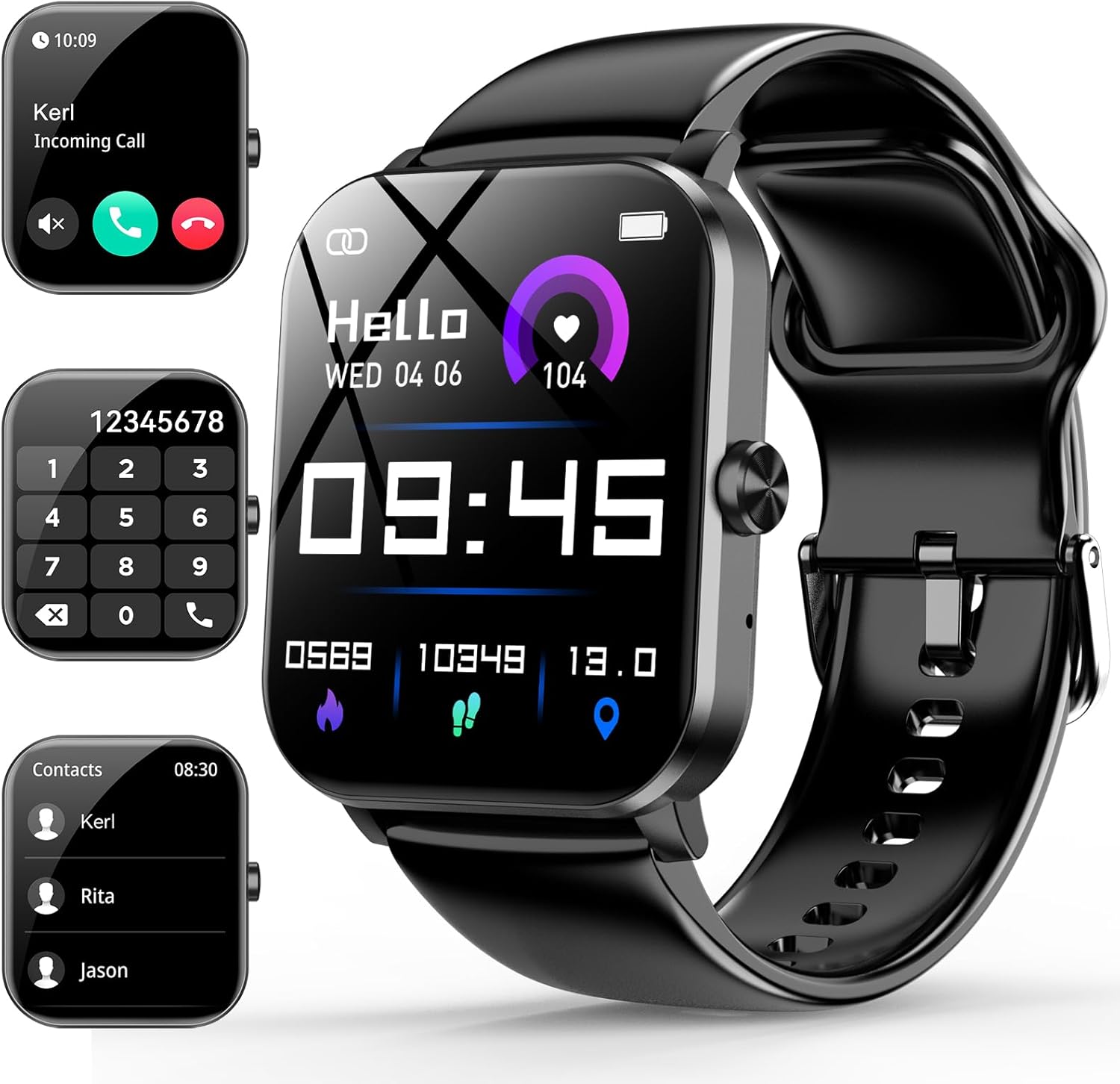 Smart Watch, 1.85″ Smartwatch for Men Women (Answer/Make Call), Heart Rate, Sleep Monitor, Pedometer, 120+ Sport Modes Activity Tracker, IP68 Waterproof Fitness Watch for Android iOS (Black)