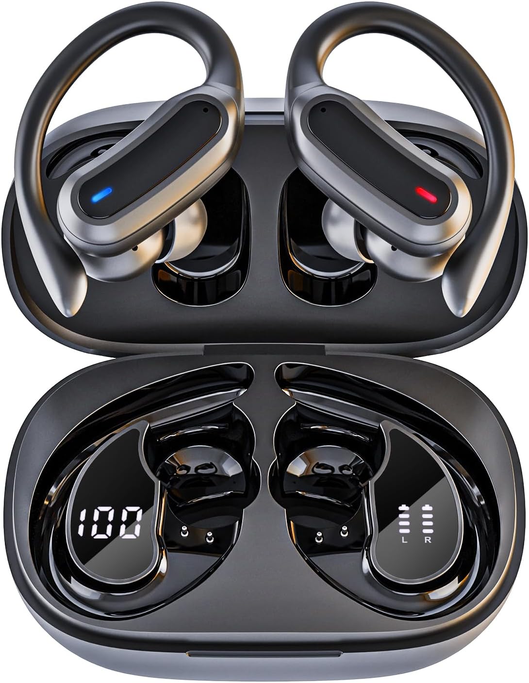 Wireless Earbuds, Bluetooth 5.4 Headphones, True Wireless Stereo Earphones with IPX7 Waterproof, Noise Cancelling Mic, Fast Charging and Comfort Fit Ear Buds for Sports/Workouts – Black