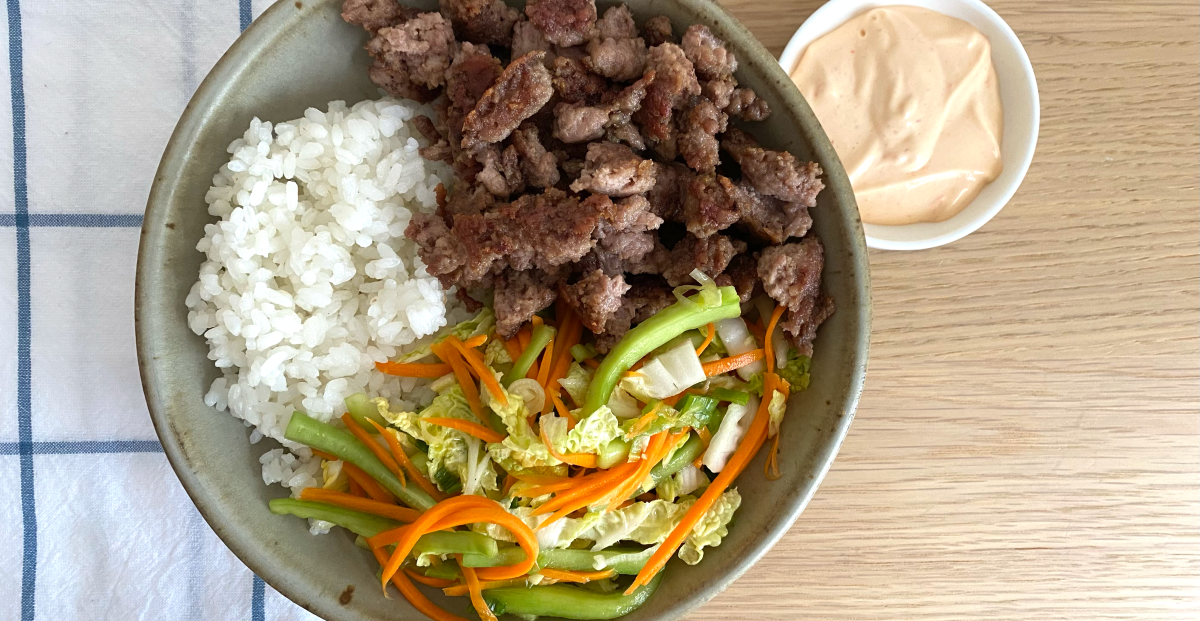 A Recipe for a Crispy Pork and Rice Bowl With Quick Pickled Slaw