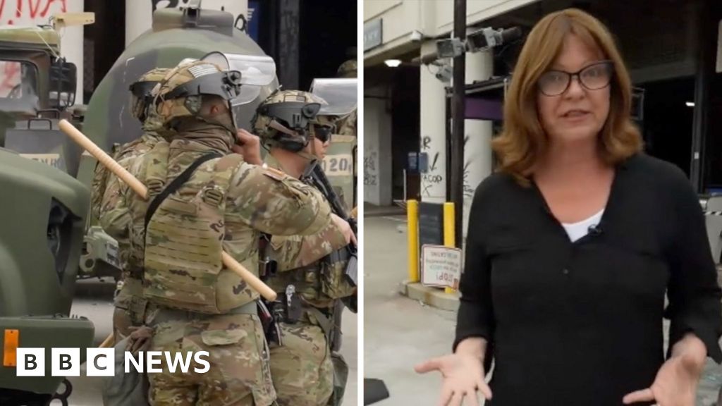 BBC on land as National Guard outside LA Federal Building