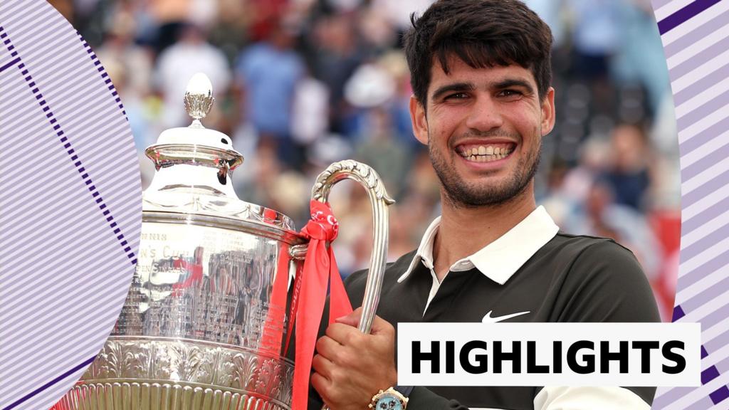 Alcaraz beats Lahecka in thrilling Queen's final Alcaraz beats Lahecka in thrilling Queen's final