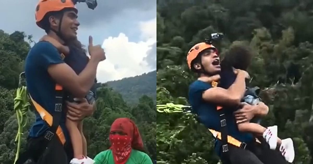 शख्स ने पार की लापरवाही की हद, 2 साल की बेटी को गोद में लेकर की बंजी जंपिंग, देखने वालों की कांप गई रूह!