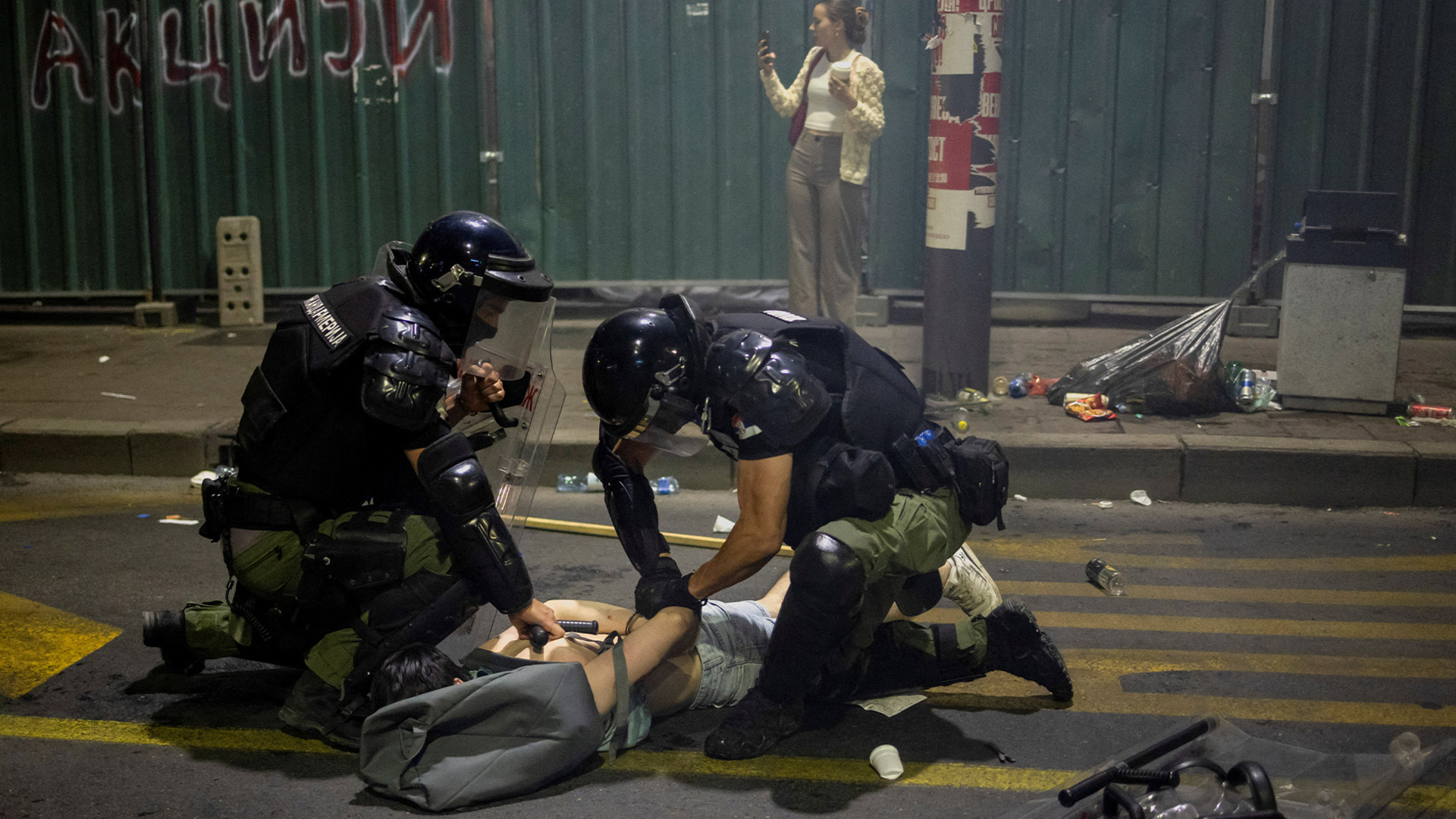 Thousands of demands as a police conflict with protesters in Serbia. Protest