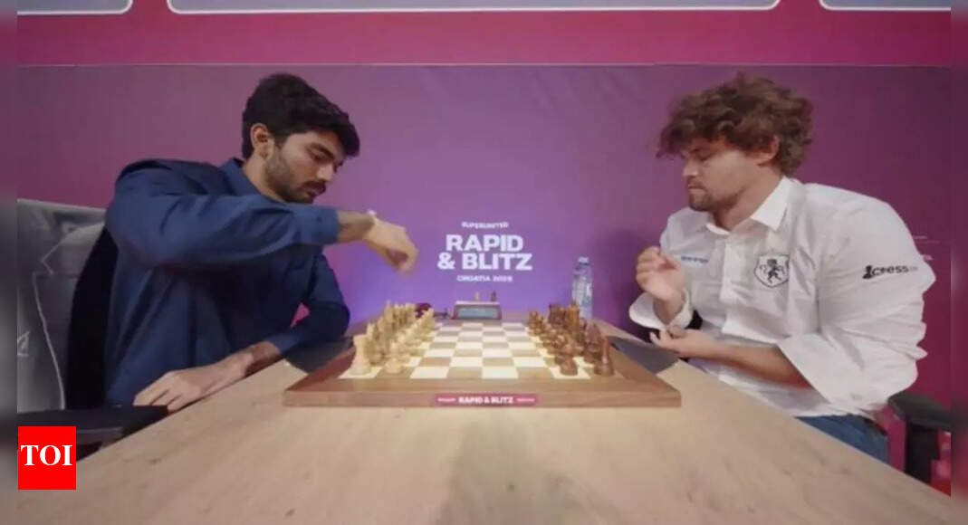 Under one minute! D Gukesh, Magnus Carlsen’s ultra-short clash wows chess world – Watch | Chess News Under one minute! D Gukesh, Magnus Carlsen’s ultra-short clash wows chess world – Watch | Chess News