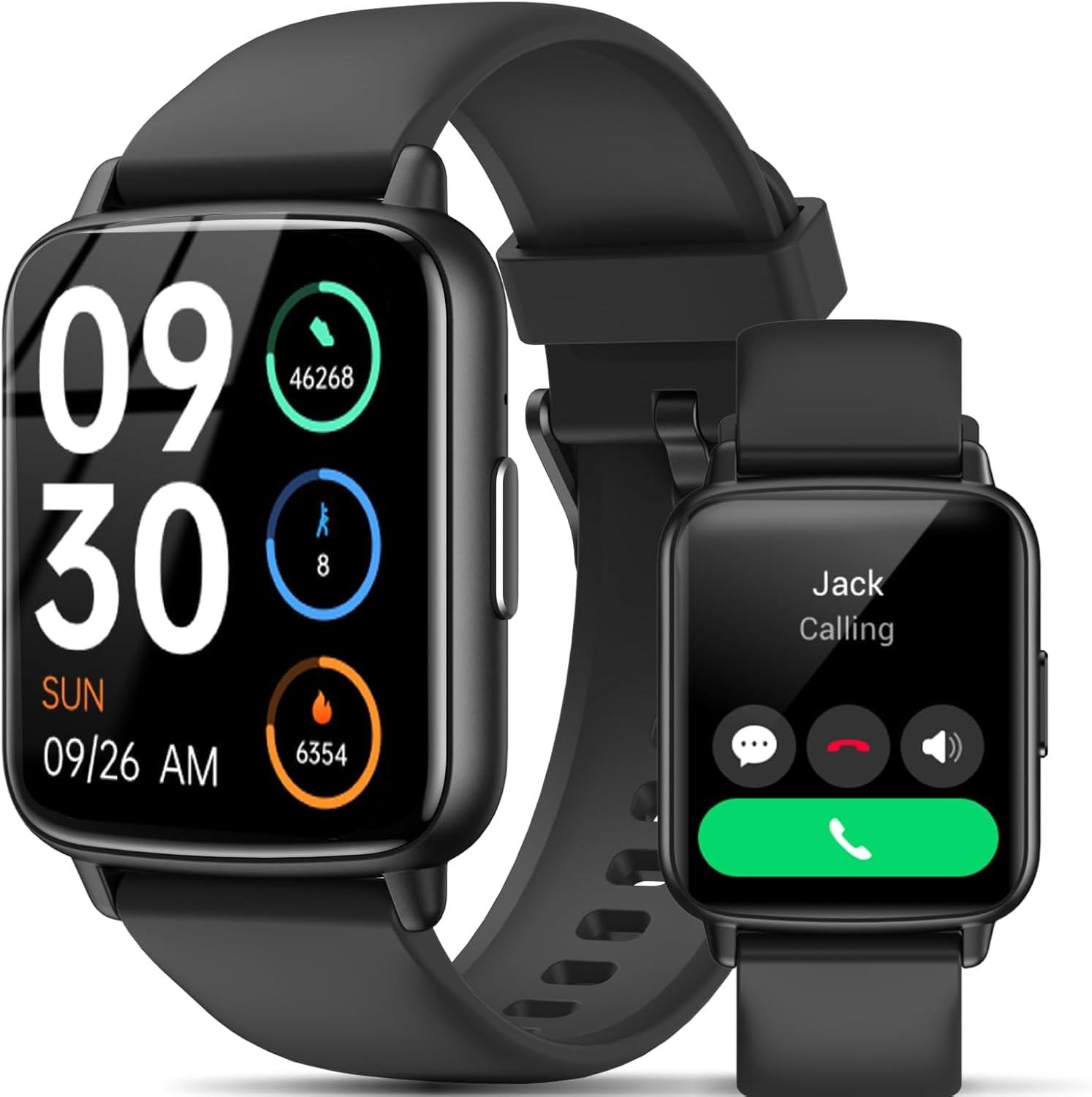 Smart Watch, 1.83″ HD Smartwatch for Men Women, Fitness Watch with 100+ Sport Modes, IP68 Waterproof/Heart Rate/Sleep Monitor, Activity Trackers for iOS/Android (Black)
