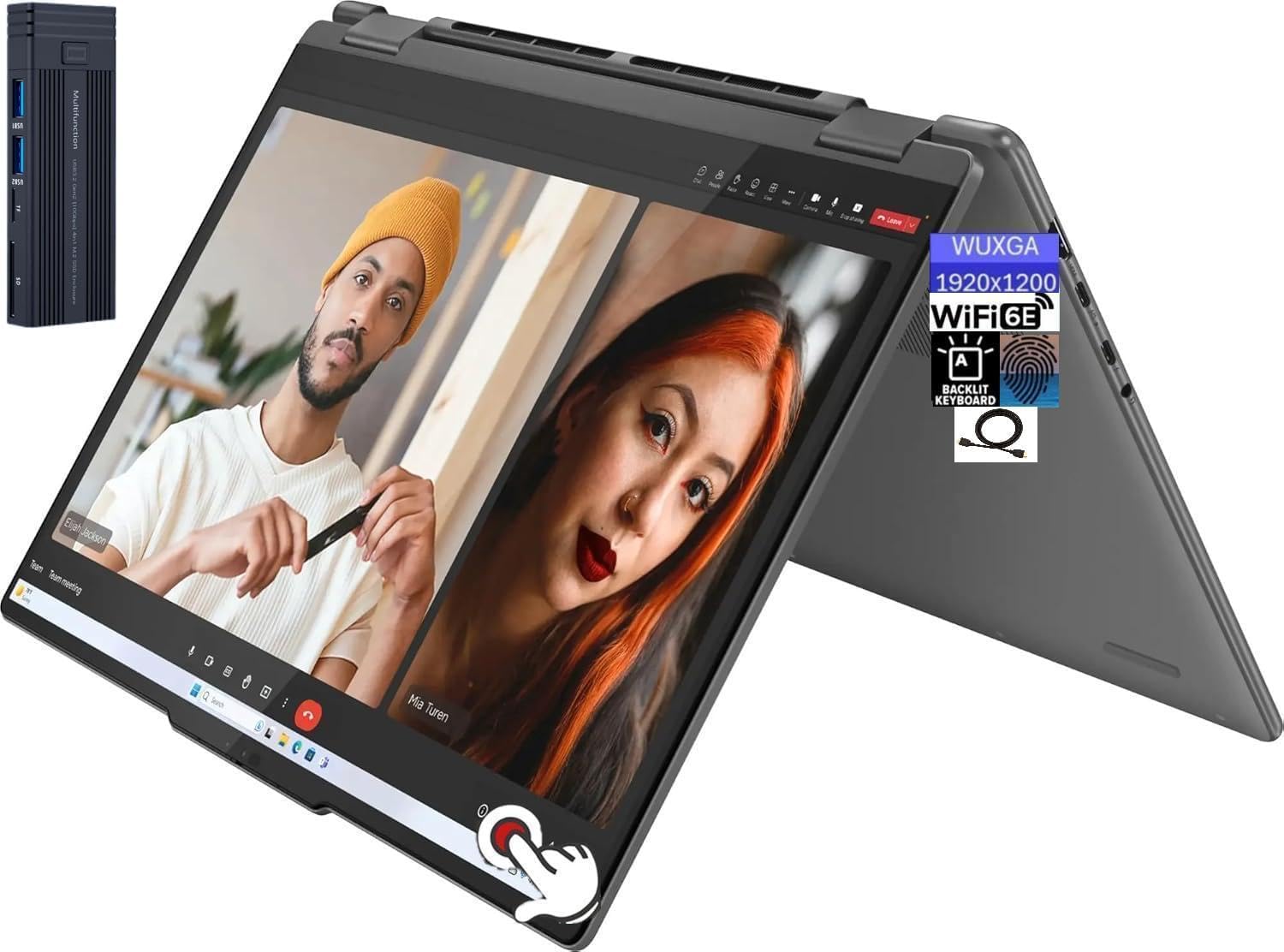 Lenovo Yoga 7i 2-in-1 16″ 2K WUXGA Touchscreen Laptop, Intel Core Ultra 5 125U 12-Core Processor, 16GB RAM 1TB SSD, Fingerprint Reader, Backlit Keyboard, Wi-Fi 6E, Windows 11 Home, Storm Grey