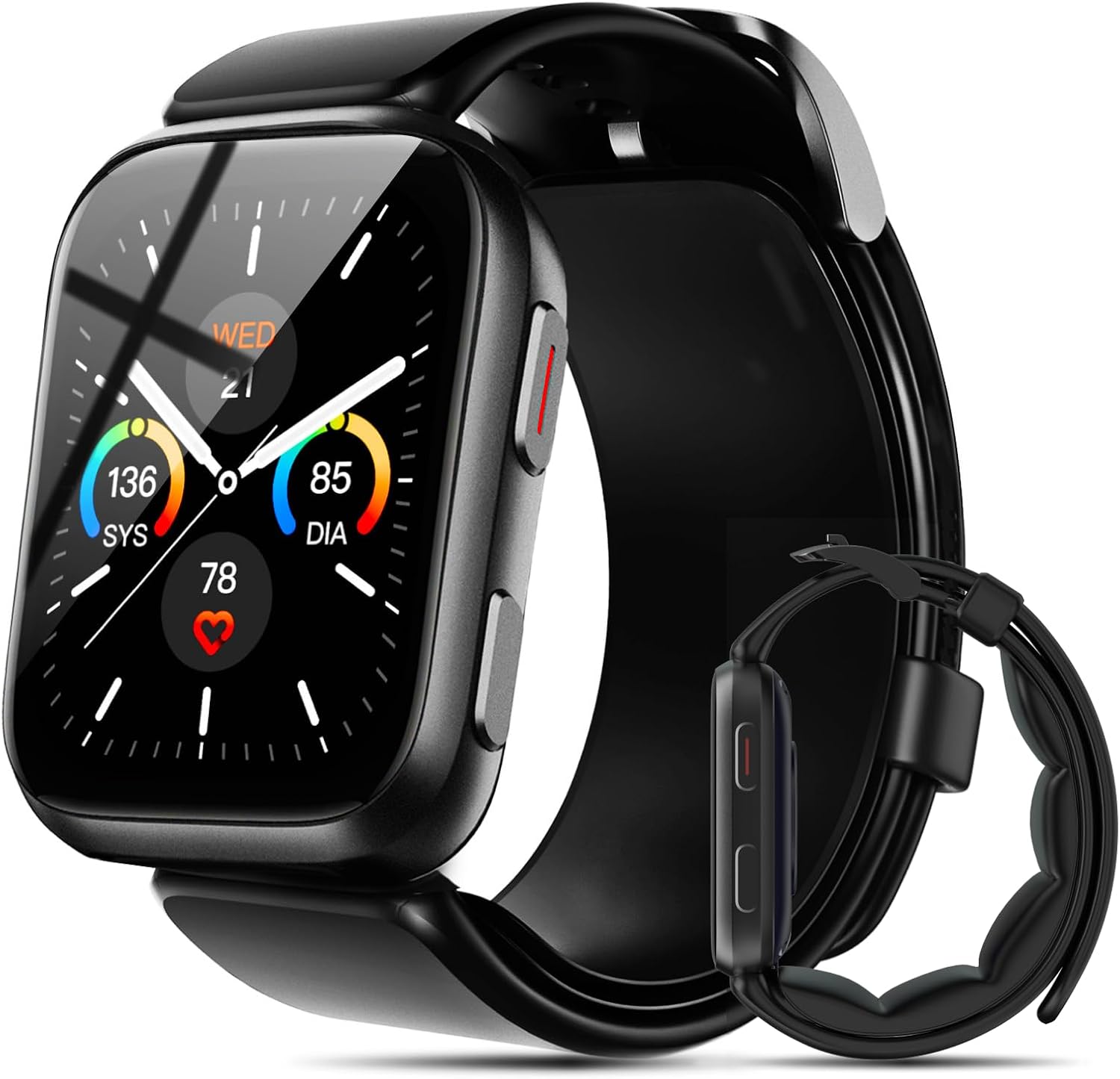 Smart Watch Blood Pressure, 1.95” Blood Pressure Watch with Air Pump Cuff, Blood Pressure Monitor Watch for Sleep and Sports Tracking for Android iOS Supports Data Sharing, Reminder Monitoring Etc