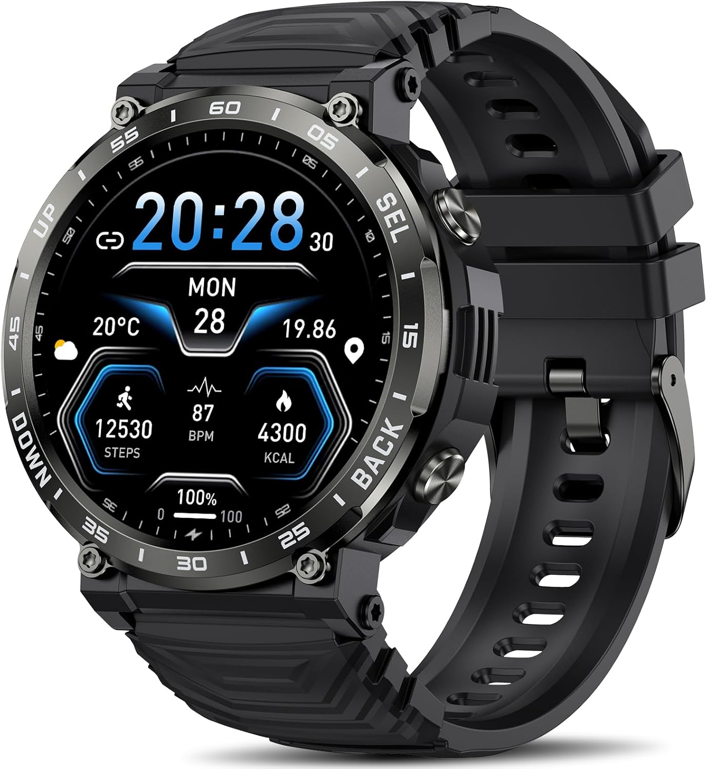 Smart Watches for Men-Bluetooth Call, 1.52″ Military Smart Watch for Android iPhone, Waterproof Fitness Tracker Watch with Sleep Tracker, 118 Sports Modes, GPS Pedometer/Step Counter for Walking