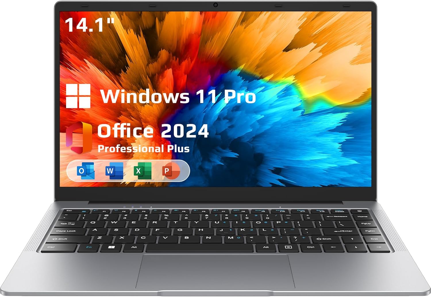 EYY Windows 11 Laptop, Intel Celeron N4000 Processor, 6GB LPDDR4 RAM 256GB SSD Notebook, 14″ HD(1366×768) Display, MS Office, WiFi, BT 5, Business Study Laptop Computer with English Keypad, Silver