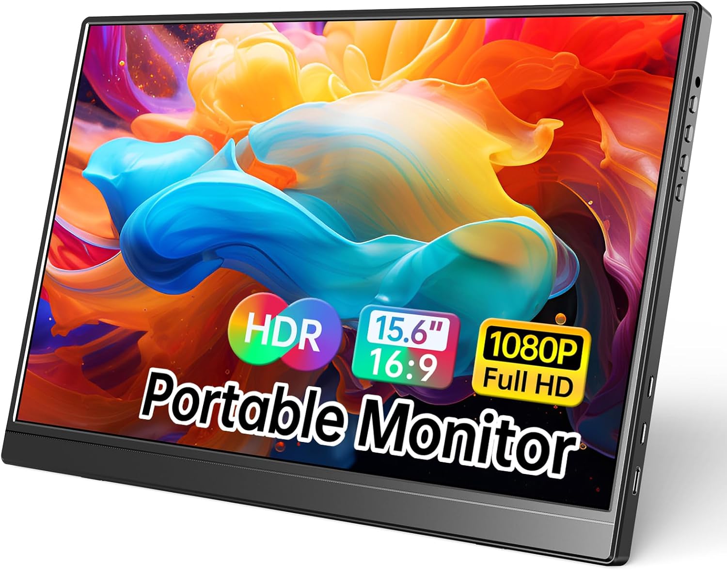 Portable Monitor 15.6 Inch 1080P USB-C HDMI Ultra-Slim Travel Monitor with Kickstand, Compatible with Xbox, Laptop, PC, Mac Phone, PS, Swich IPS Ultra-Thin Zero Frame Gaming Monitor