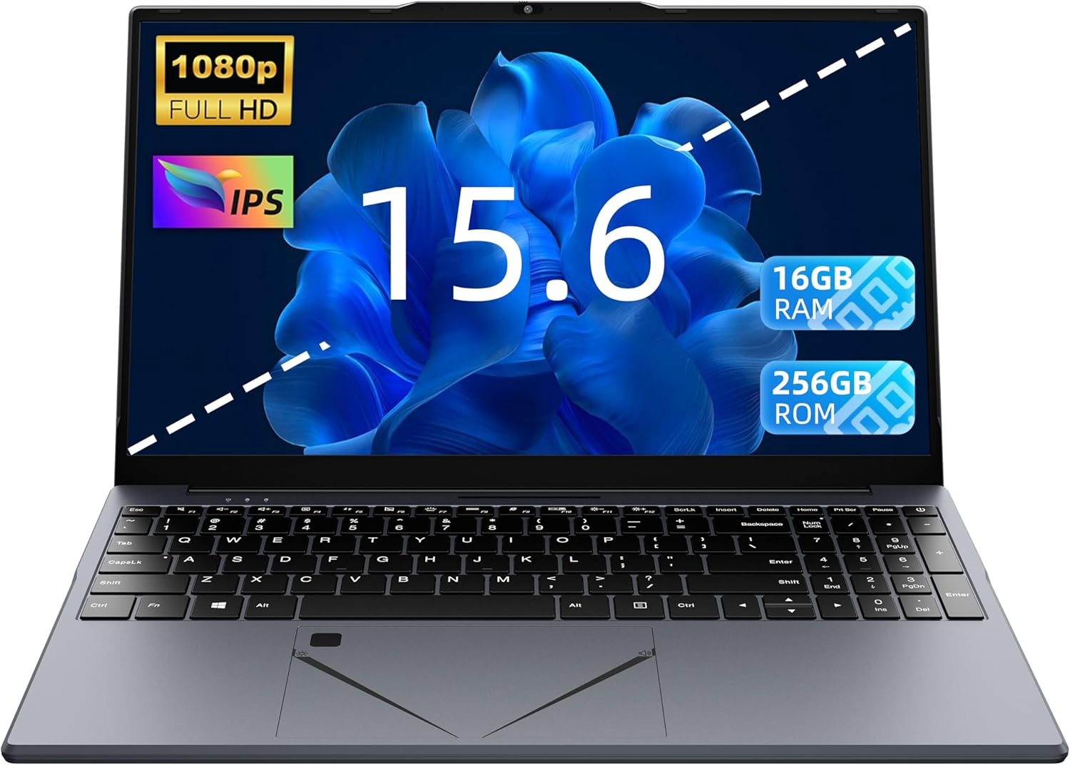 15.6″ Laptop, Ryzen 5 3500U (Up to 3.7GHz) Quad-Core Processor, 16GB DDR4 RAM, 256GB NVMe SSD, Portable Notebook with Adjustable Touchpad & Privacy Webcam Switch (16＋256G)