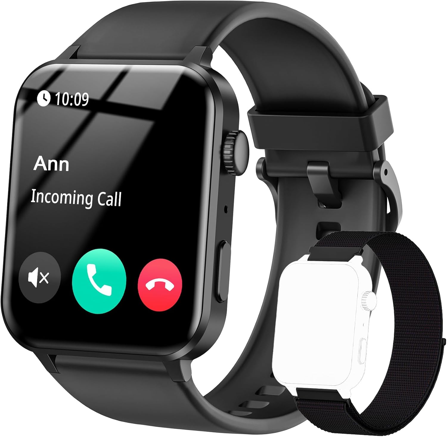 IOWODO Smart Watch for Men Women – 1.85”HD Screen with Make and Answer Calls, with AI Voice Assistant, SpO2/Heart Rate/Sleep Monitor, 100+ Sports Modes, Smartwatch for Android and iOS (2 Straps)